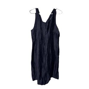 New Coldwater Creek Linen Textured Dress 14 Lagenlook Coastal Grandma Lined Blue